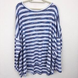 Lane Bryant Womens Top Blouse Size 22/24 Casual Stripe Open Shoulder White